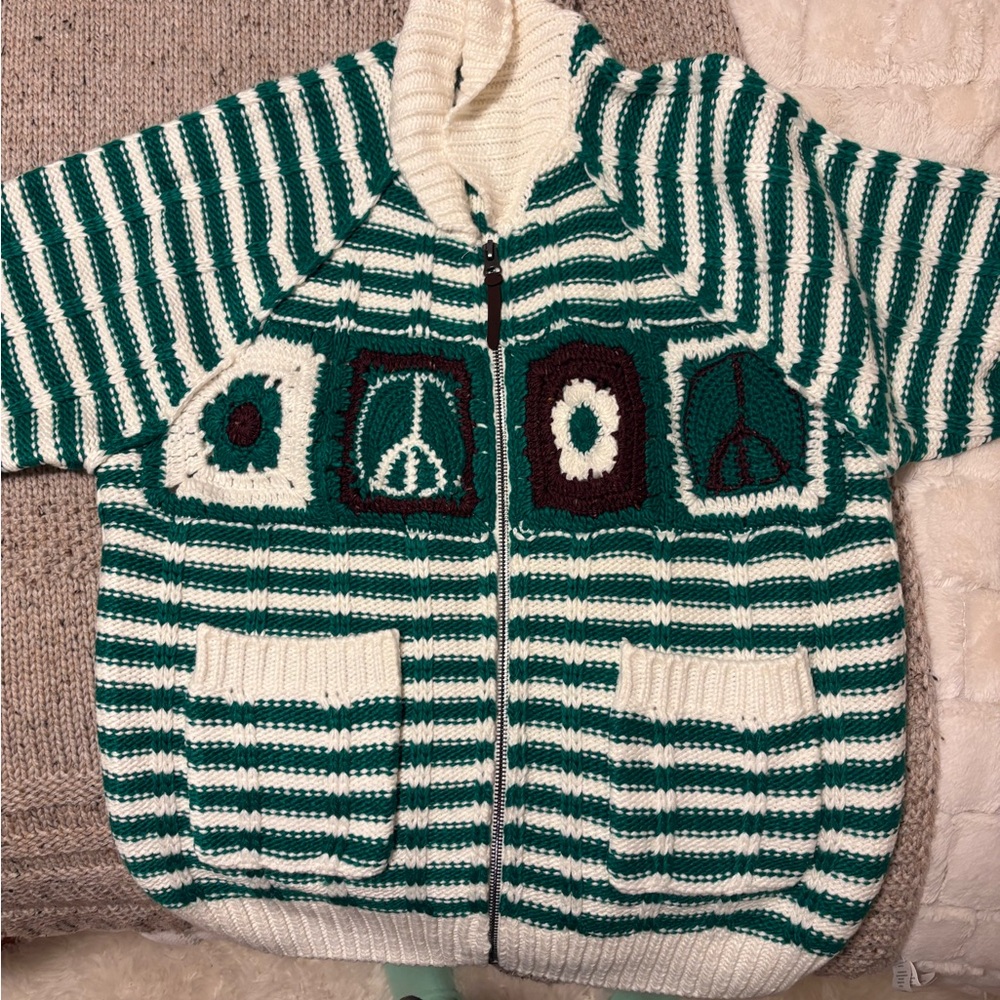 Urban Outfitters BDG Crochet Knit Oversized Cardigan Zip-Up - Picture 4 of 8